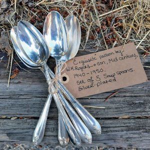 Set of 5 Antique 'Exquisite' silverplate tablespoons